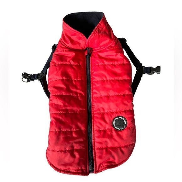 PUPPIA Mountaineer II Dog Coat with Integrated Harness in Red - Picture 2 of 7